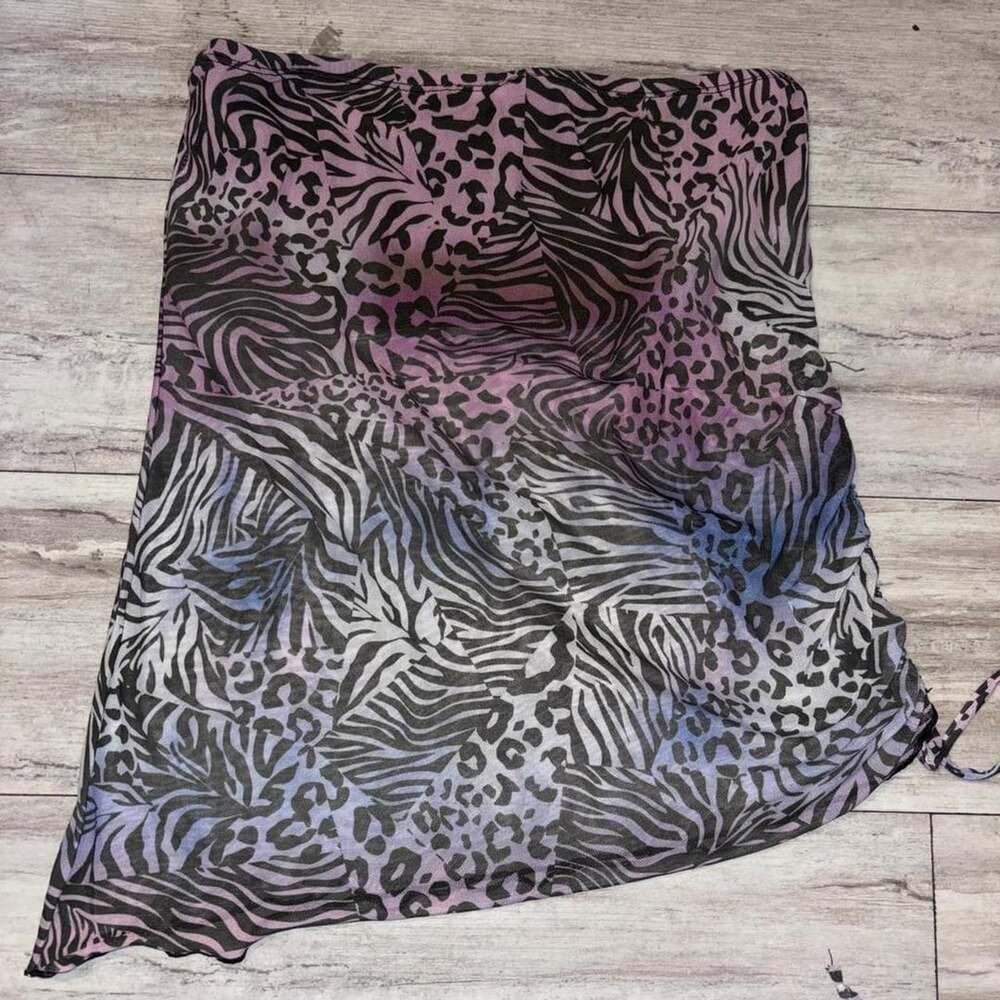 Pretty Rebel Animal Print Tube Top M Gradient Purple Black Mesh